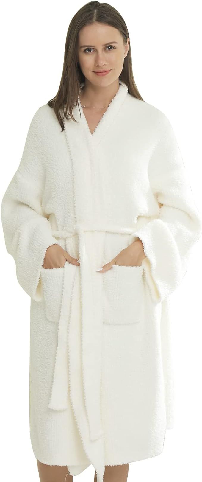 DOOWELL Women's Knit Lightweight Absorbent Robes, Soft Spa Bathrobe Loungewear with Pockets | Amazon (US)