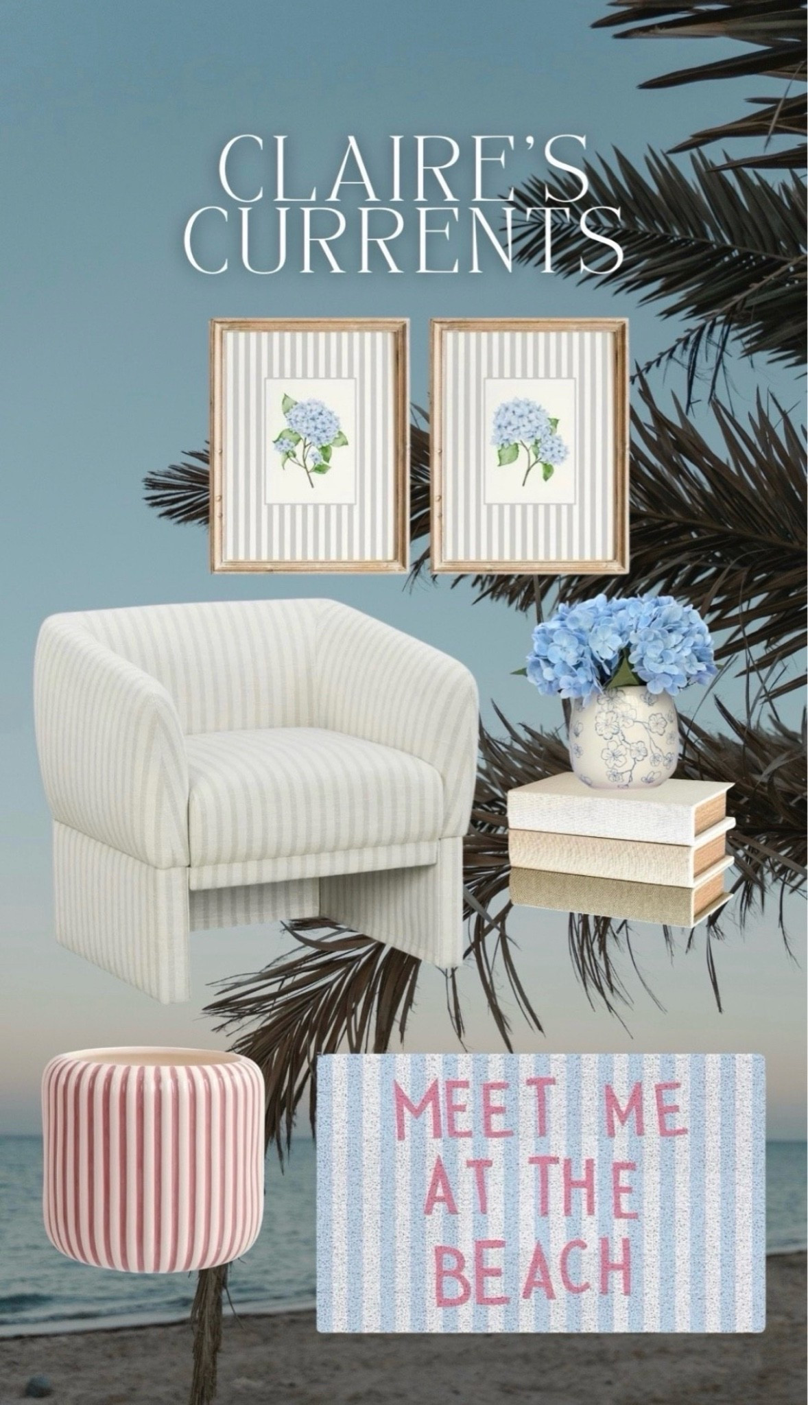 Stripes + pops of blue + coastal accents I’m loving from Walmarts home section!!! 🤍🐚🦪