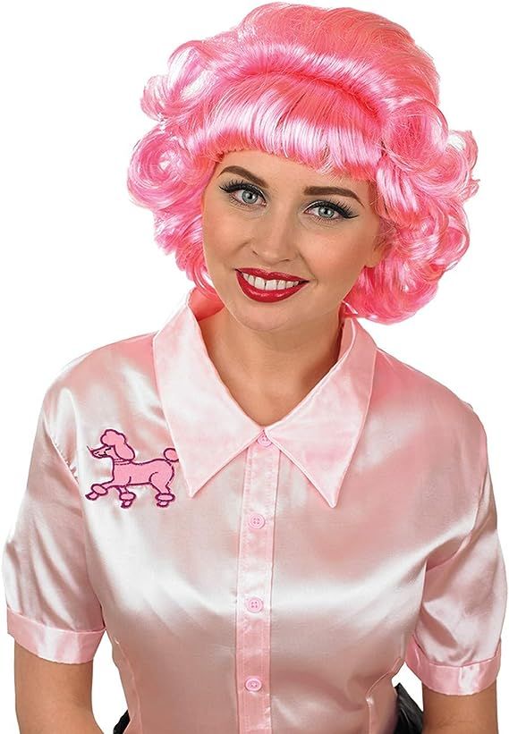 fun shack Womens 50s Pink Wig Adults 70s Film Character Hair Costume Accessory | Amazon (US)