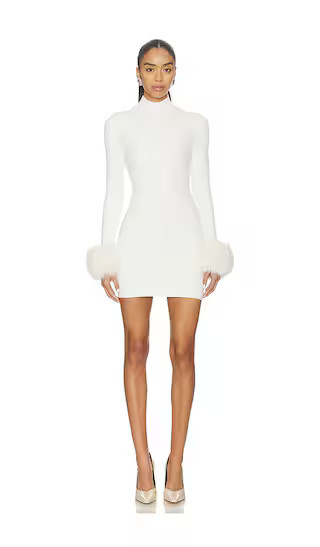 Britt Faux Fur Cuff Mini Dress in Ivory | Revolve Clothing (Global)