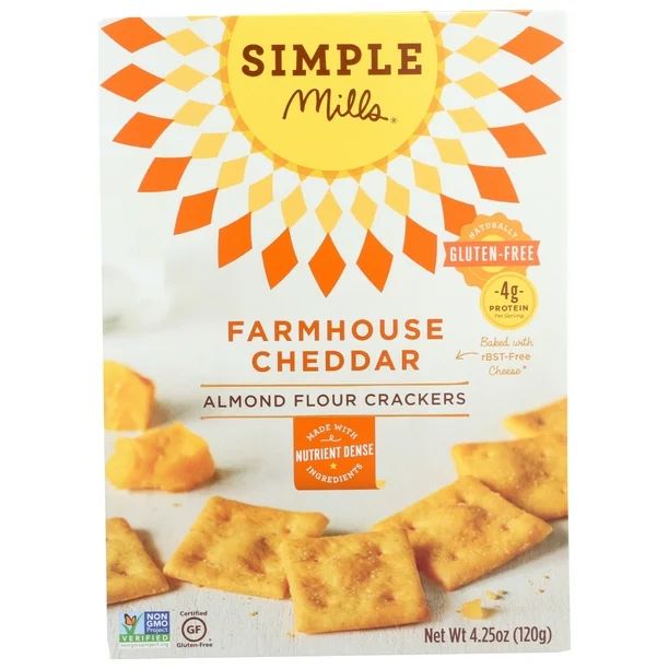 Simple Mills Crackers, Farmhouse Cheddar, Almond Flour, 4.25 oz. | Walmart (US)