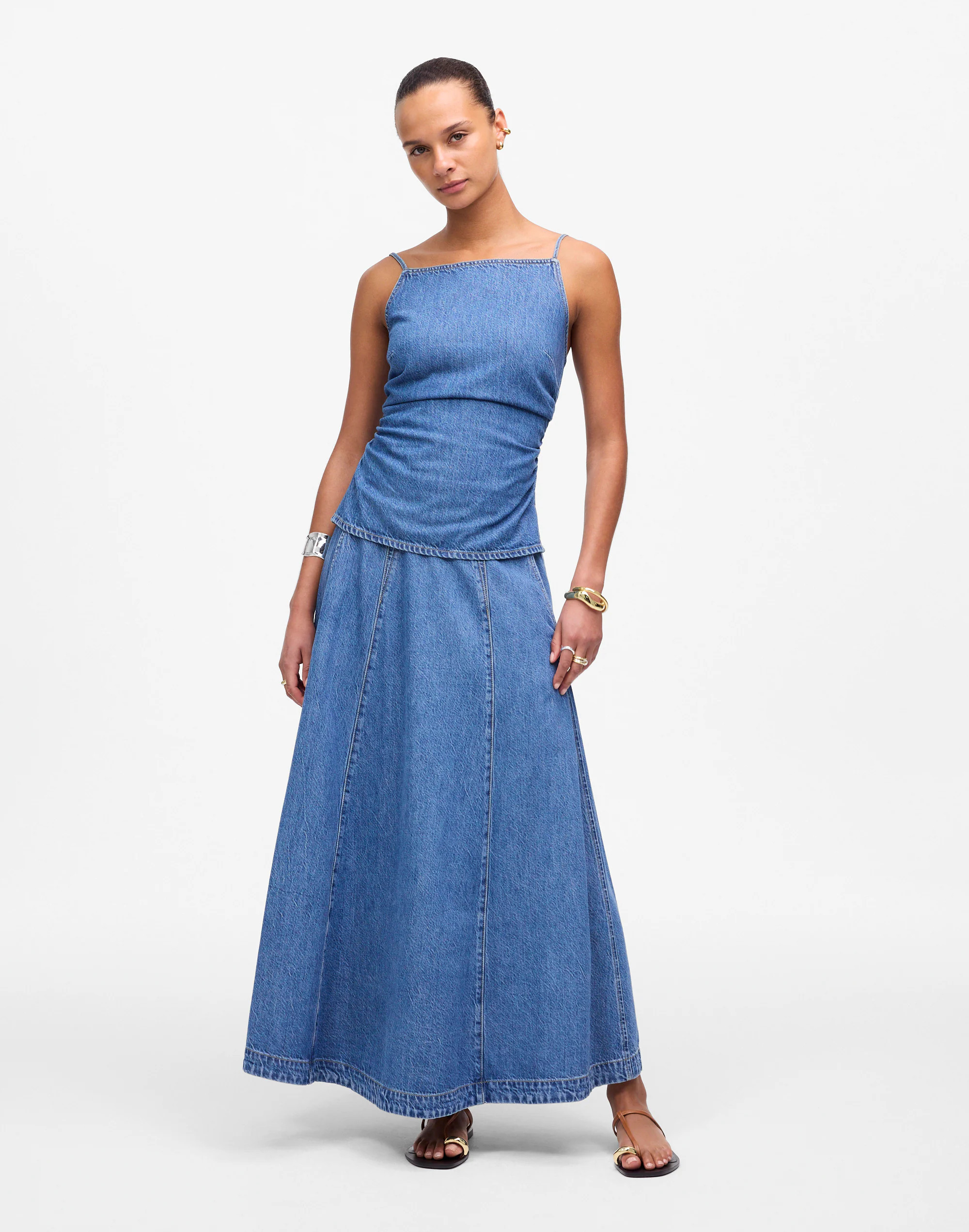 Midi Skirt in Robertson Wash: Airy Denim Edition | Madewell