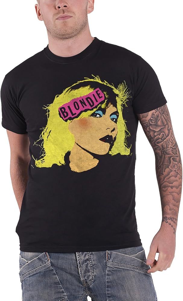 Blondie T Shirt Punk Band Logo Warhol Official Mens Black | Amazon (US)