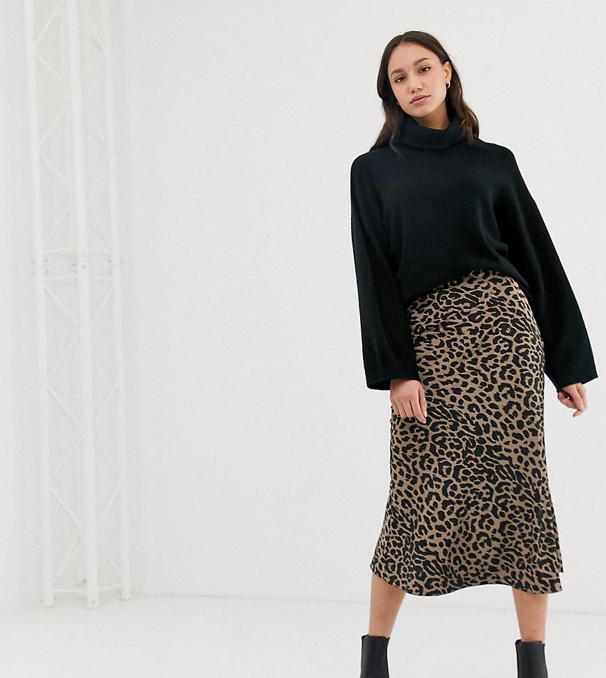 ASOS DESIGN Tall bias cut satin midi skirt in leopard print - Multi | ASOS US
