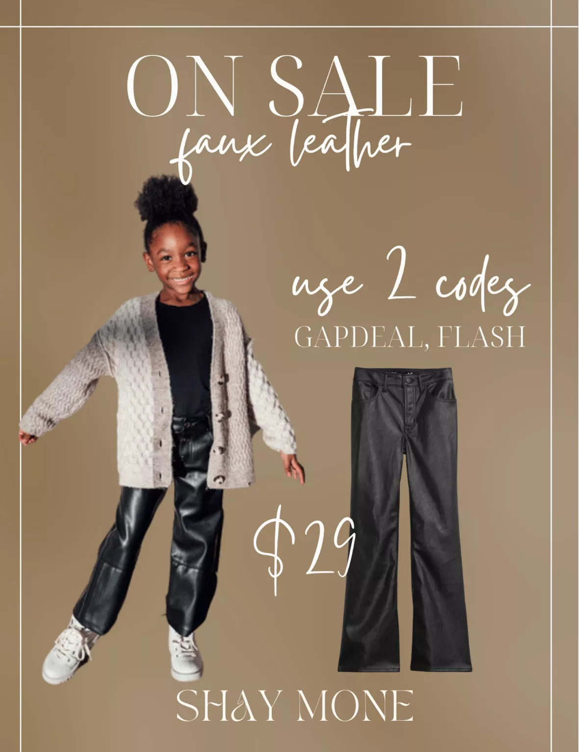 girls high rise faux leather flare pants, girls clearance
