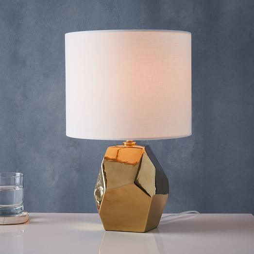 Ceramic Nature Geo Table Lamp, Gold | West Elm (US)
