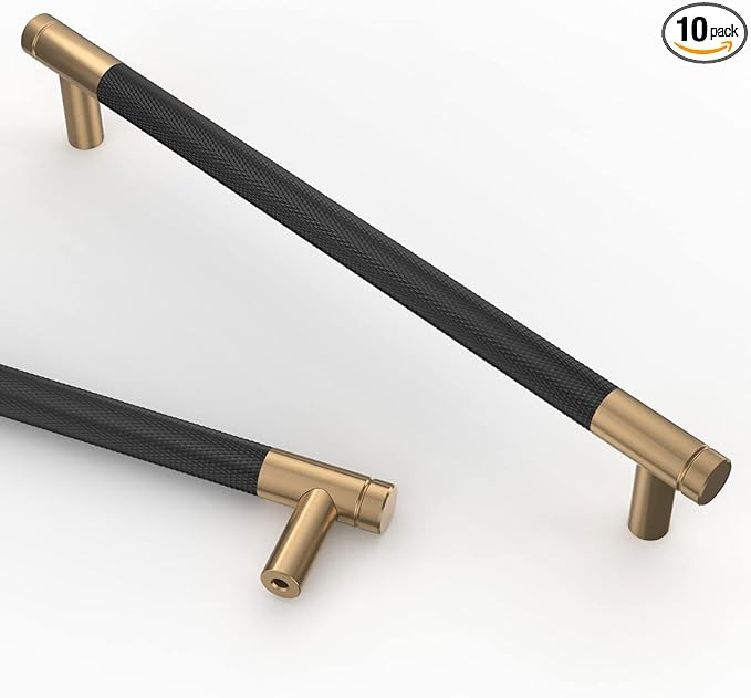Asidrama 10 Pack 7.5 Inch(192mm) Matte Black and Champagne Bronze Cabinet Pulls Knurled Cabinet H... | Amazon (US)