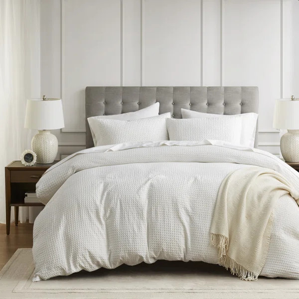 Bora Waffle Weave Textured Duvet Cover Set | Wayfair North America
