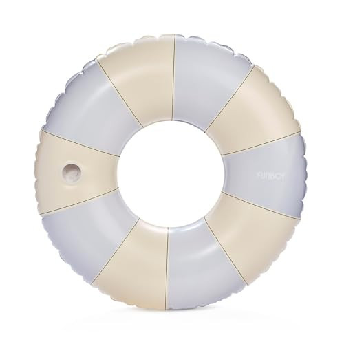 FUNBOY Giant Blue & Green Stripe Inflatable Pool Float with Cup Holder, 48" Adult Inner Tube Swim Ring Pool Lounger | Amazon (US)