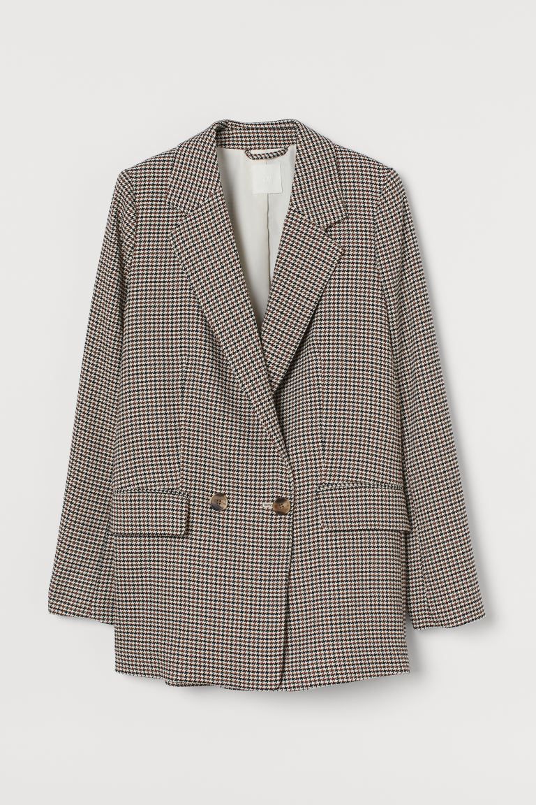 Oversized, double-breasted jacket in woven fabric. Notched lapels, front pockets with flap, and l... | H&M (US)