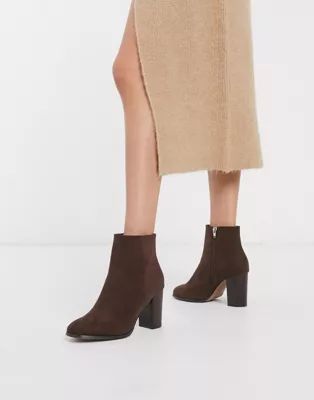 ASOS DESIGN Rye heeled ankle boots in brown | ASOS (Global)
