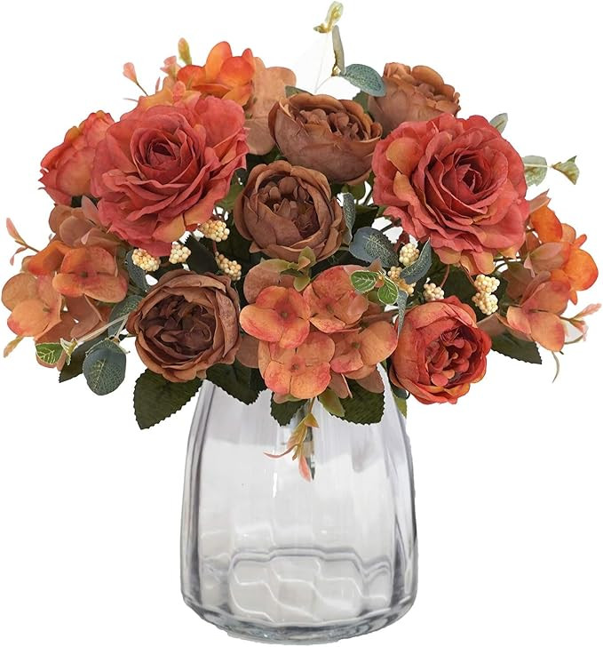 Artificial Flowers Fake Peony Silk Flowers Hydrangea Bouquet Decor Faux Camellia Flower for Home ... | Amazon (US)