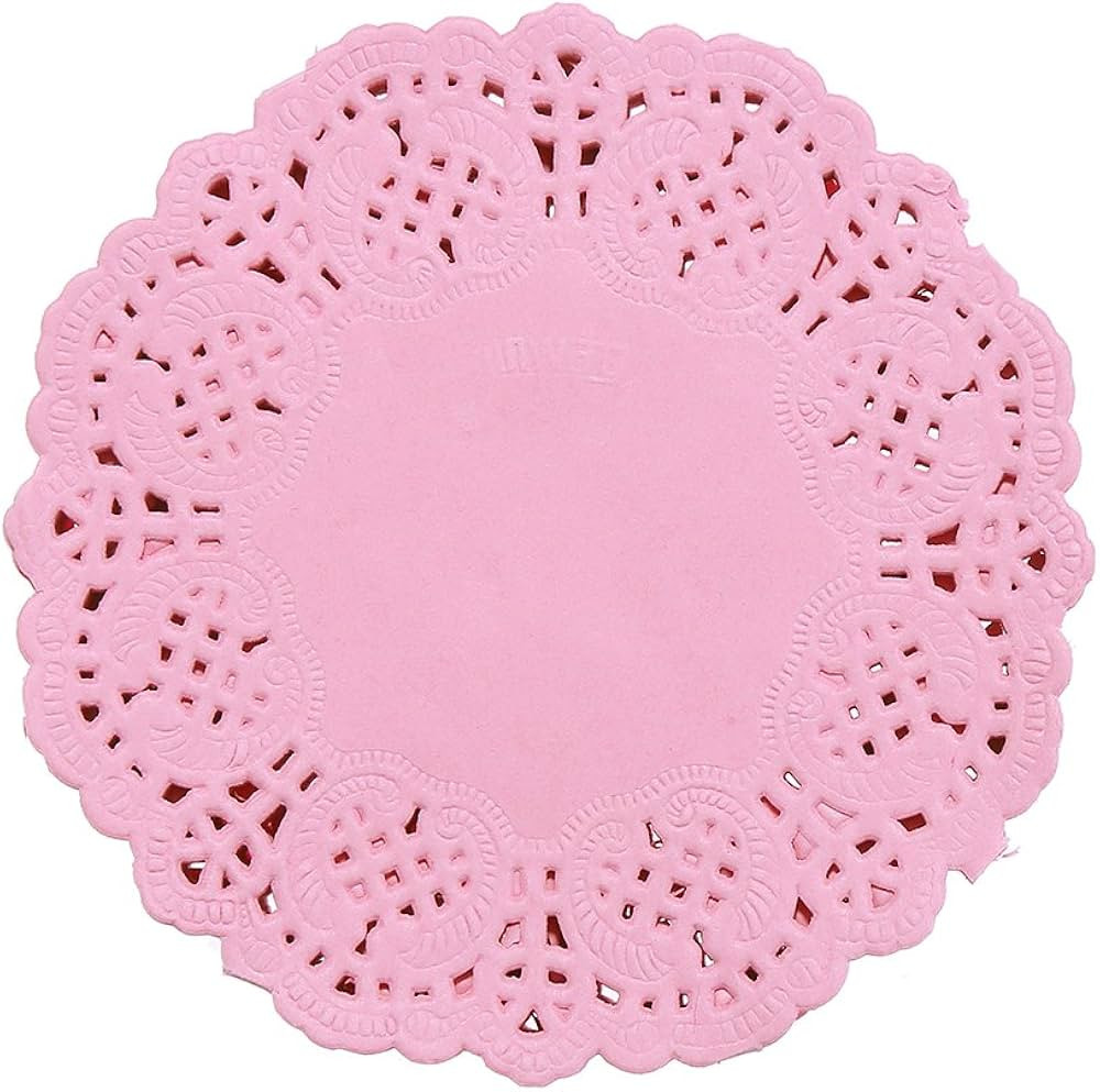 DECORA 3.5inch Round Pink Paper Lace Doilies for Wedding Tableware Decoration,100-Pack | Amazon (US)