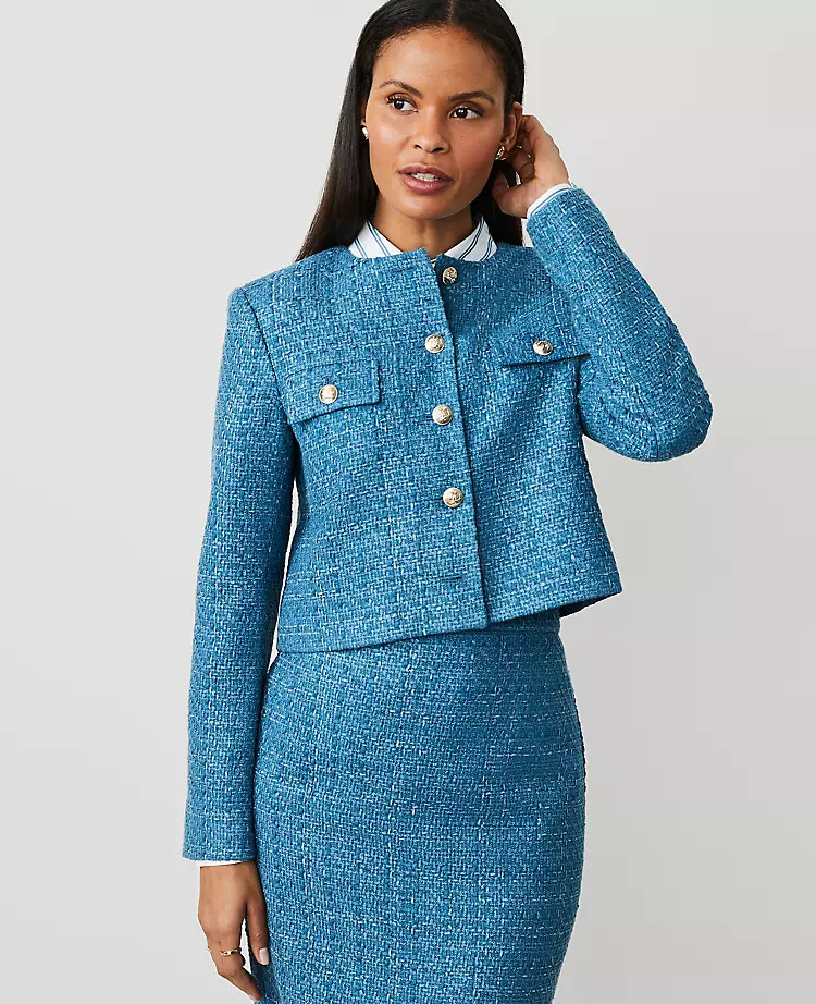 Tweed Crew Neck Jacket | Ann Taylor