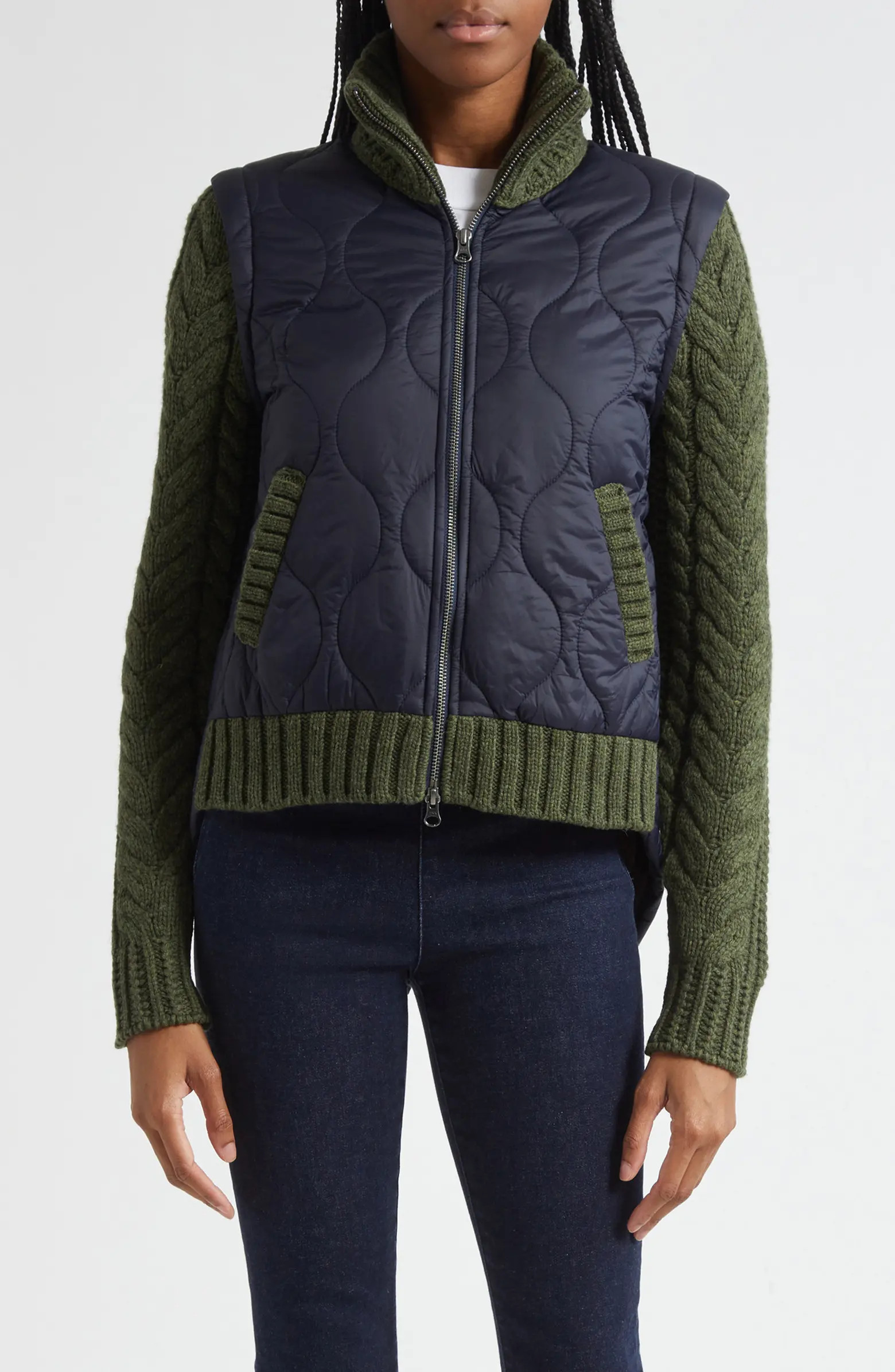 Patra Quilted Mixed Media Wool Blend Jacket | Nordstrom