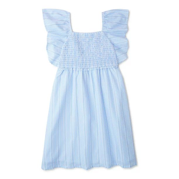 Wonder Nation Girls' Flutter Sleeve Dress, Sizes 4-18 & Plus - Walmart.com | Walmart (US)