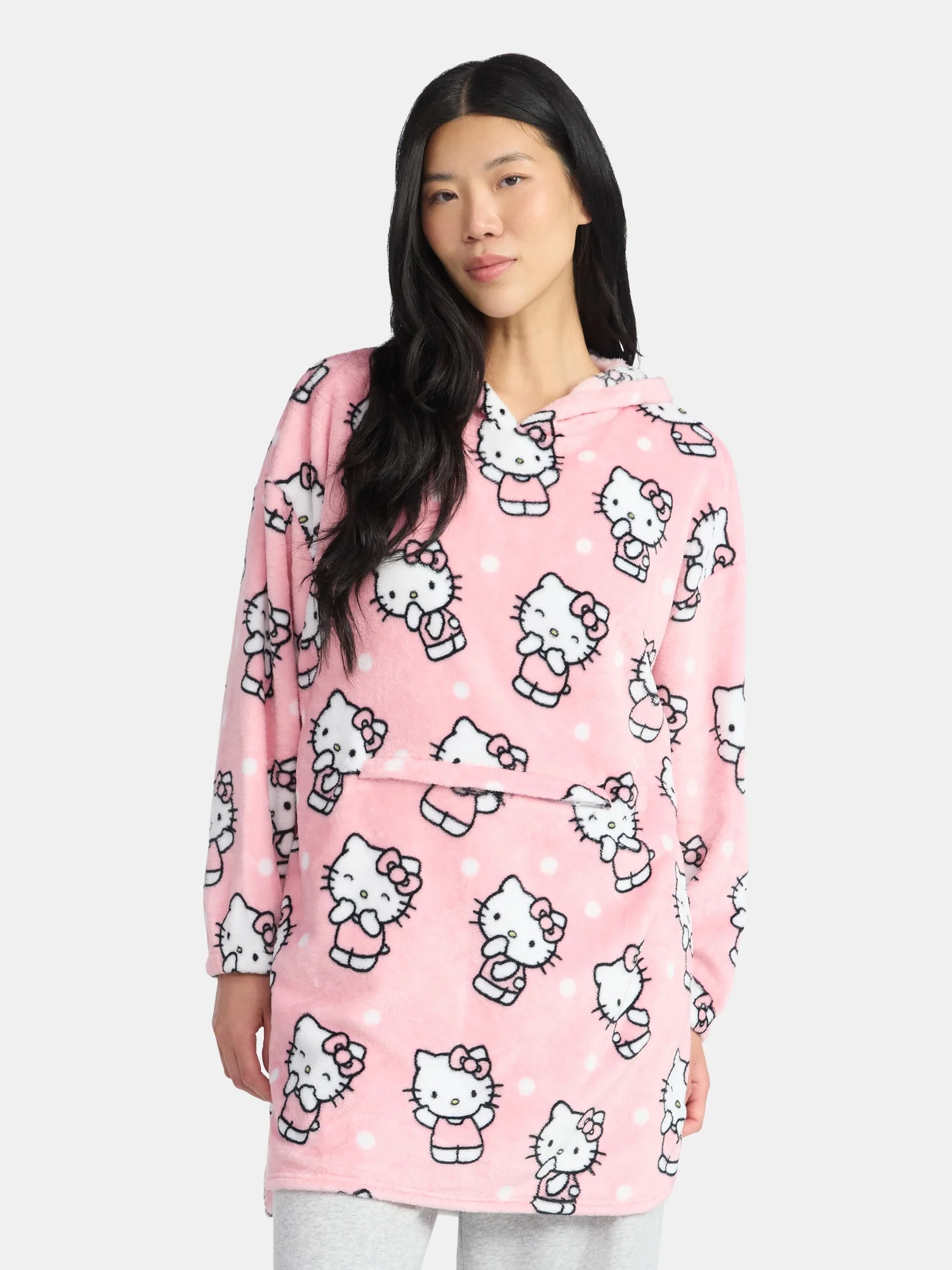 Hello Kitty Plush Hooded Lounger, Women's and Women's Plus | Walmart (US)
