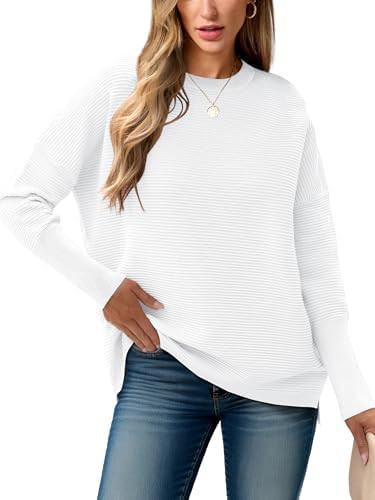 ANRABESS Womens Oversized Batwing Long Sleeve Ribbed Knit Sweaters 2025 Fall Outfits | Amazon (US)