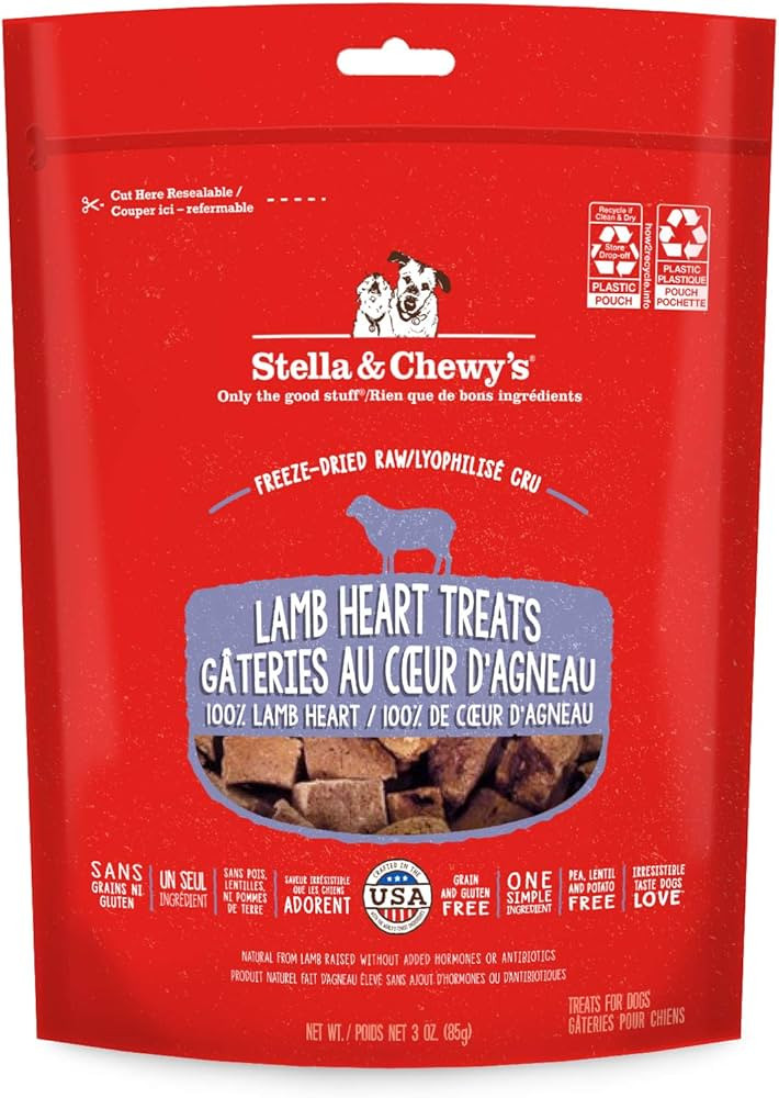 Stella & Chewy's Freeze-Dried Raw Single Ingredient Lamb Heart Treats, 85g Bag | Amazon (CA)