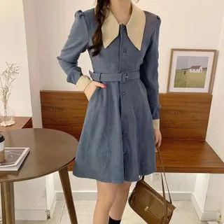 Peter Pan Collar Waist A-Line Dress | YesStyle Global