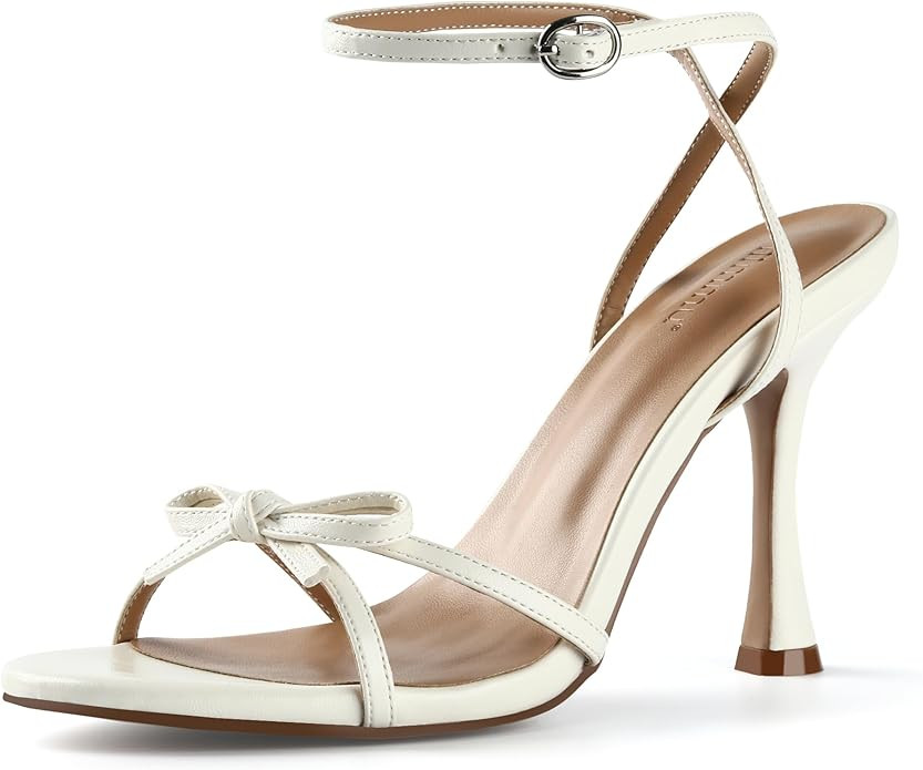 iiimmu Women's Bow Heels 4 IN Stiletto Heeled Sandals for Women Round Open Toe Sandal Heels Elega... | Amazon (CA)
