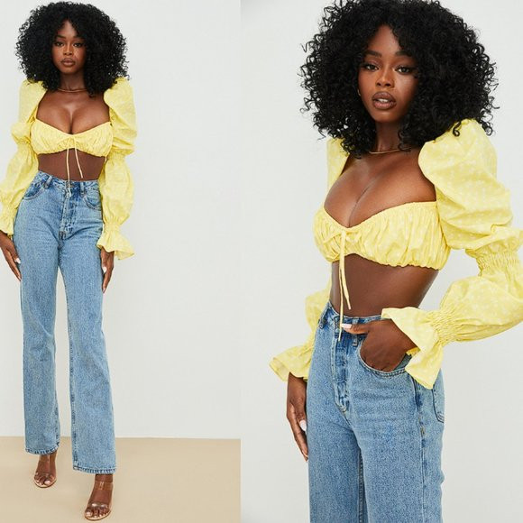 House of CB ‘Henrietta’ Lemon Floral Shirred Bralette Top NWOT | Poshmark