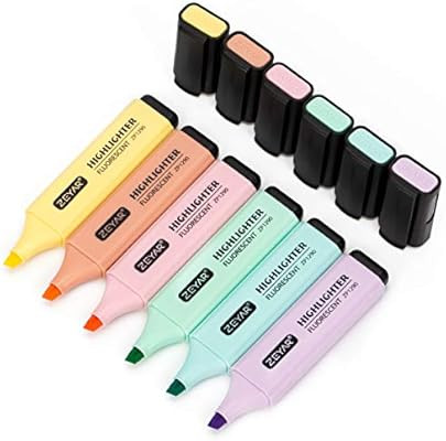 ZEYAR Highlighter Pastel Colors Chisel Tip Marker Pen, Assorted Colors, Water Based, Quick Dry (6... | Amazon (US)
