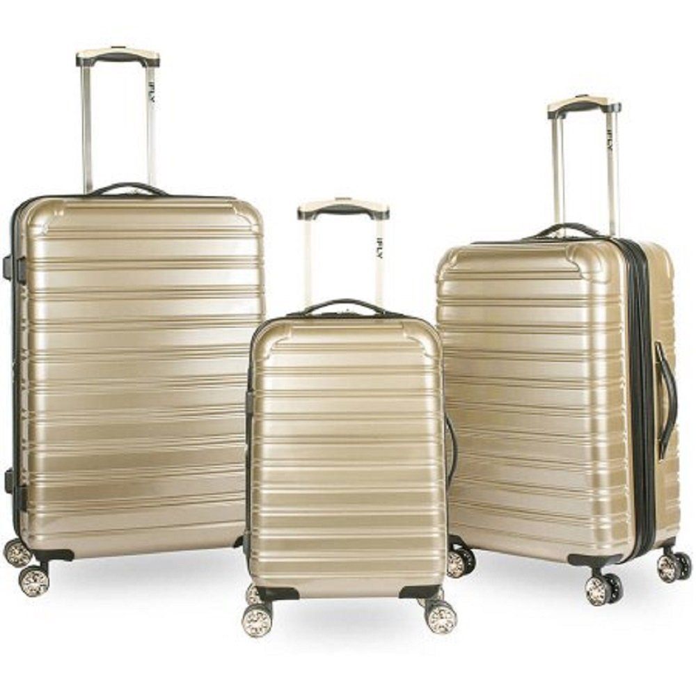 iFLY Hard Sided Fibertech Best Carry On Luggage Bags, Gold, 3 Piece Set | Amazon (US)