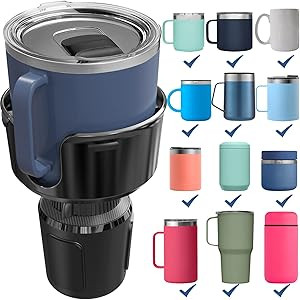 APPS2Car Solid Car Cup Holder Expander for Yeti Coffee Mug 10 14 24 oz Lowball, Hydro Flask 12 Ounce | Amazon (US)
