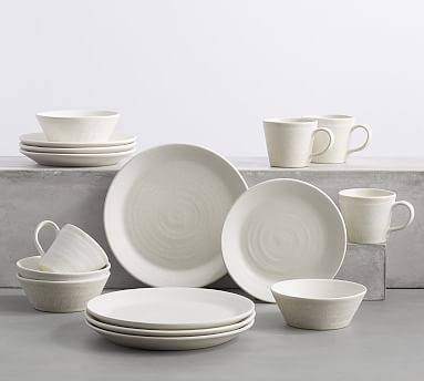 Larkin Reactive Glaze Stoneware 16-Piece Dinnerware Set | Pottery Barn (US)