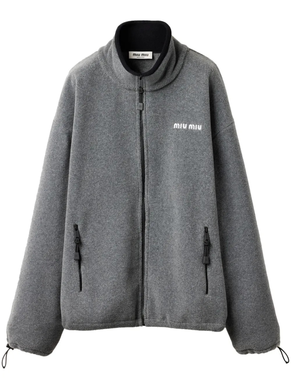 Miu Miu logo-embroidered Fleece Sweatshirt | Grey | FARFETCH | Farfetch Global