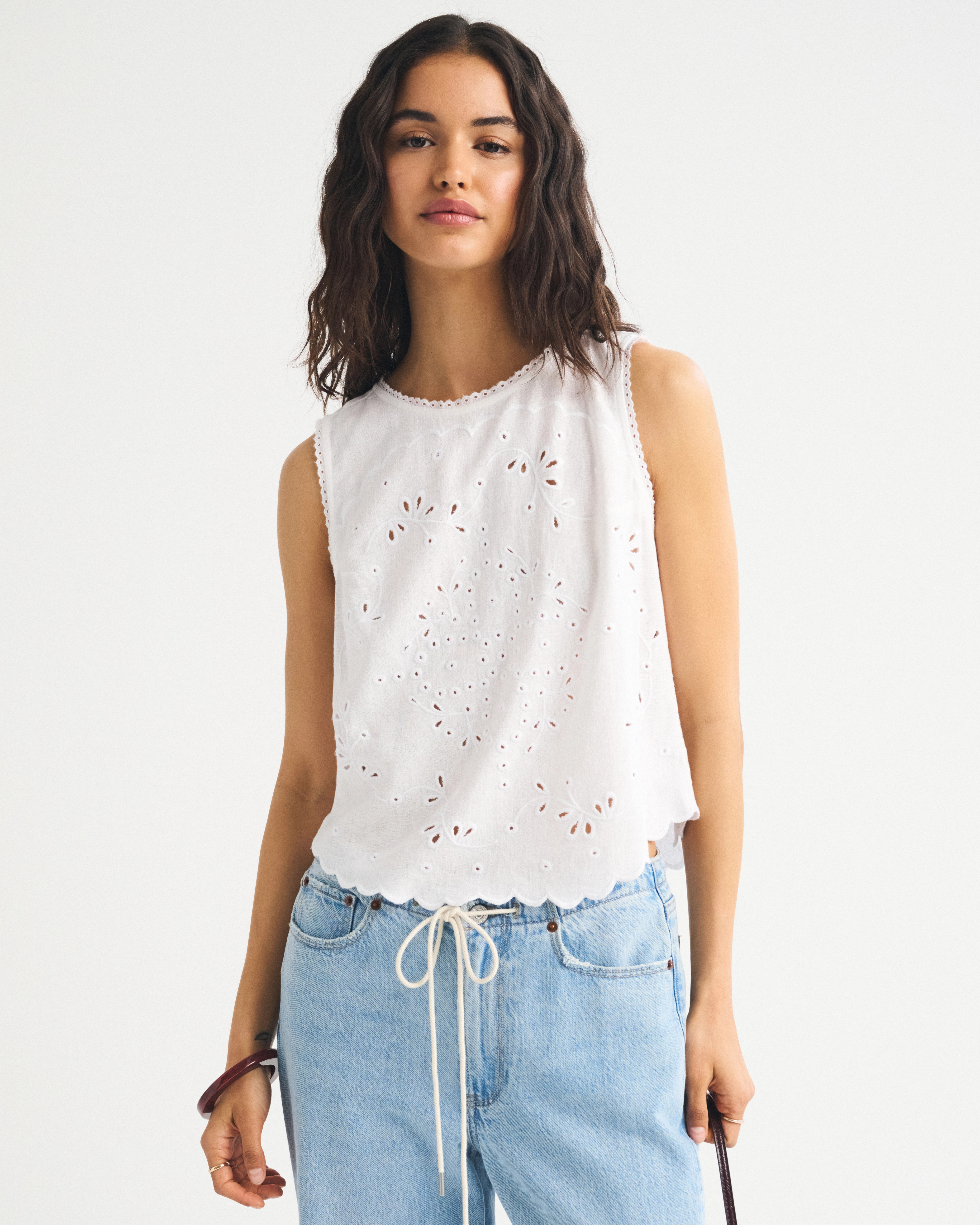 Linen-Blend Tie-Back Top | Abercrombie & Fitch (US)