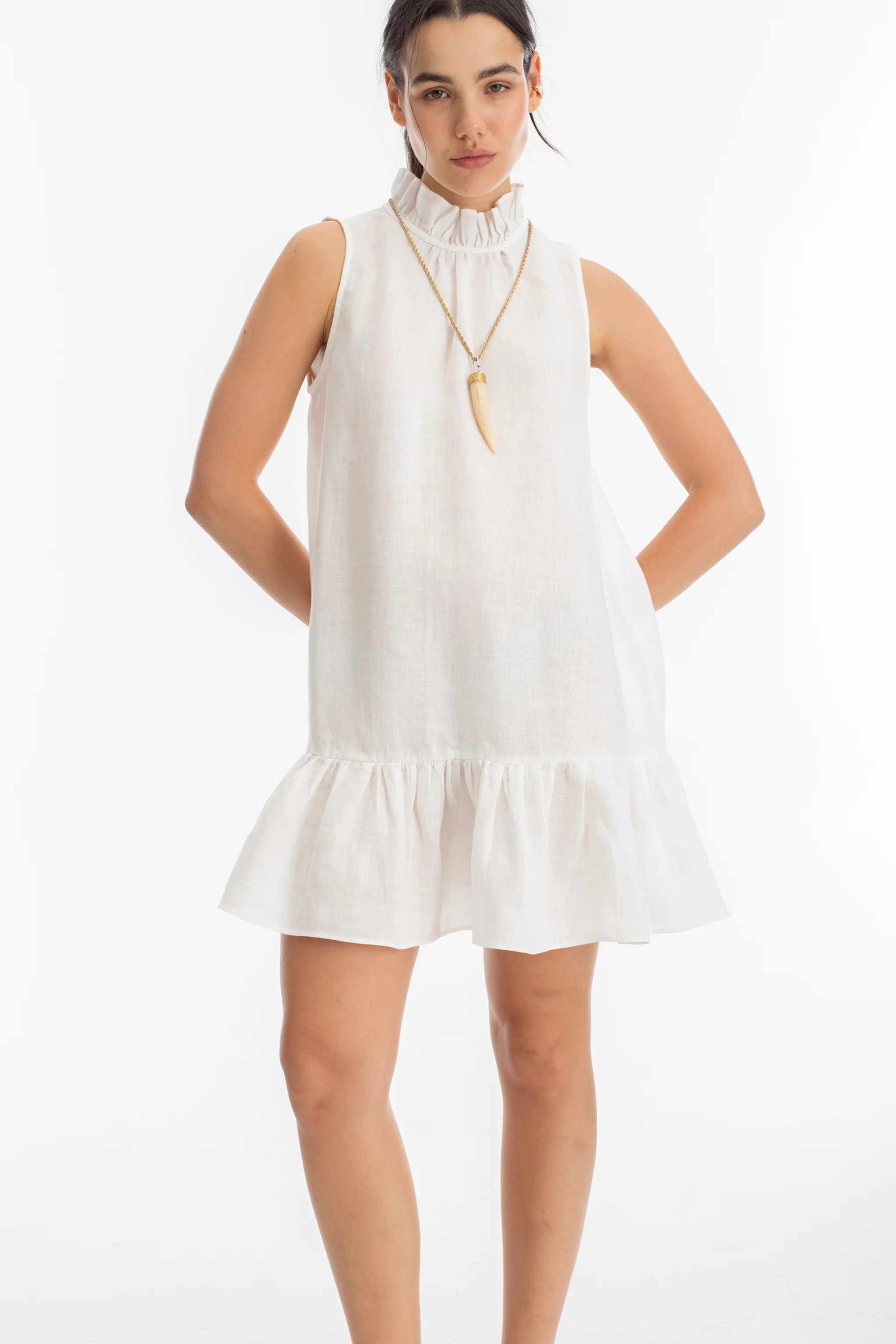 Daisy Short Linen Dress - Off White | Lanhtropy