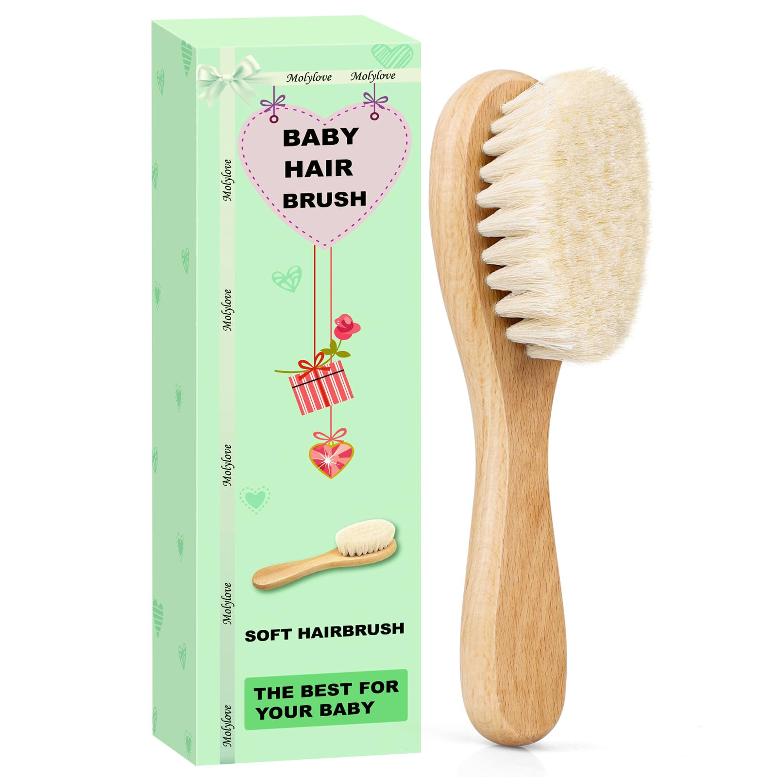 Baby Hair Brush, Wooden Goat Bristles Hair Brush for Newborns & Toddlers, Ideal for Cradle Cap, P... | Amazon (US)