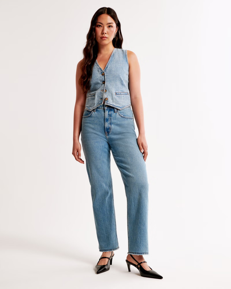 Curve Love High Rise Vintage Straight Jean | Abercrombie & Fitch (US)