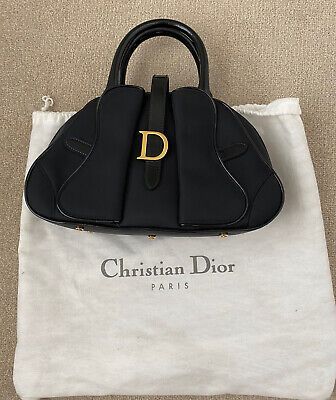 Christian Dior Top Handle Saddle Bowler  Black Bag Vintage Used Excellent  | eBay | eBay UK
