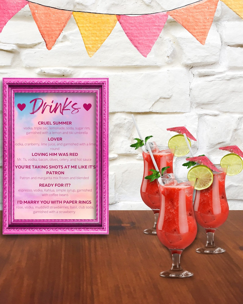 LOVER Theme Bar Menu| Custom Cocktail Menu | Taylor Swift Bachelorette | Lover | Custom Signature... | Etsy (US)