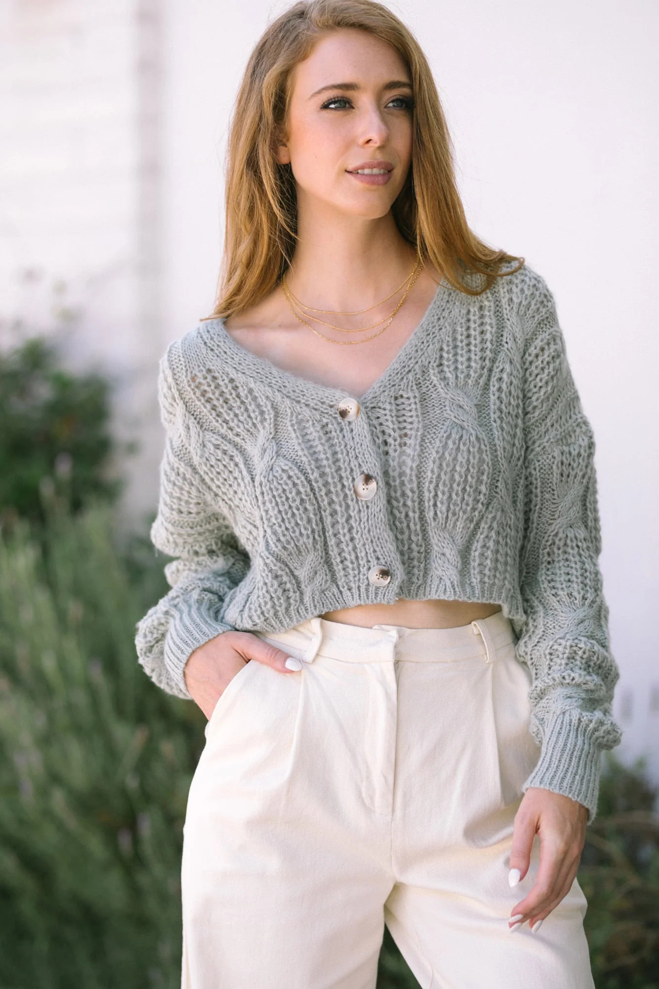 Edie Cropped Button Cardigan | Morning Lavender