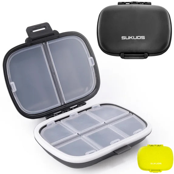 Sukuos Daily Use Pill Organizer Box Travel Easy to Open 8 Compartments, Large Capacity Portable, ... | Walmart (US)
