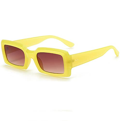 Mriendao Yellow Sunglasses for Women Men Fashion Rectangle Sun Glasses Shades Stylish Yellow Glasses 90s Accessories | Amazon (US)