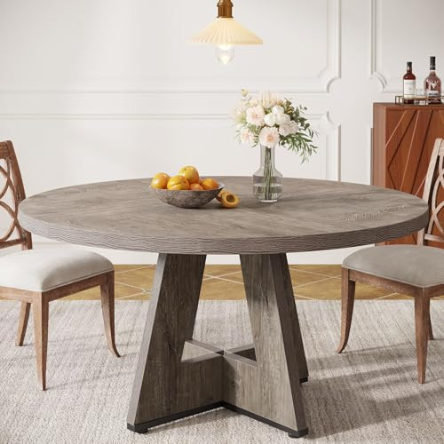 Tribesigns Farmhouse Dining Table, 47 Inch Round Dinner Table for 4 | Amazon (US)