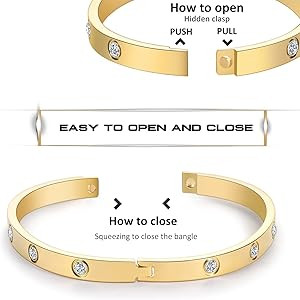 Gold Bracelets for Women 14K Gold Plated Friendship Bangle Bracelets Cubic Zirconia Stones Stainl... | Amazon (US)