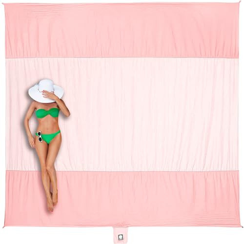 WEKAPO Beach Blanket Sandproof Waterproof, Extra Large Beach Mat, Oversized & Compact Sand Free, Quick Drying Beach Essentials for Vacation, Cruise, Picnic & Camping with Stakes (Pink, 9x10 FT) | Amazon (US)