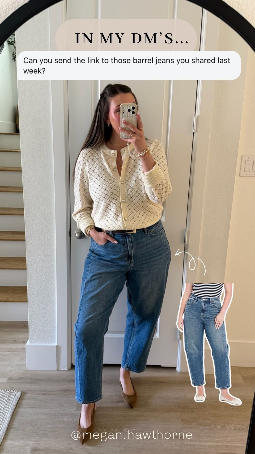 The cutest barrel jeans! Tall girl friendly! 🤍

#LTKootd #LTKMidsize #LTKTall