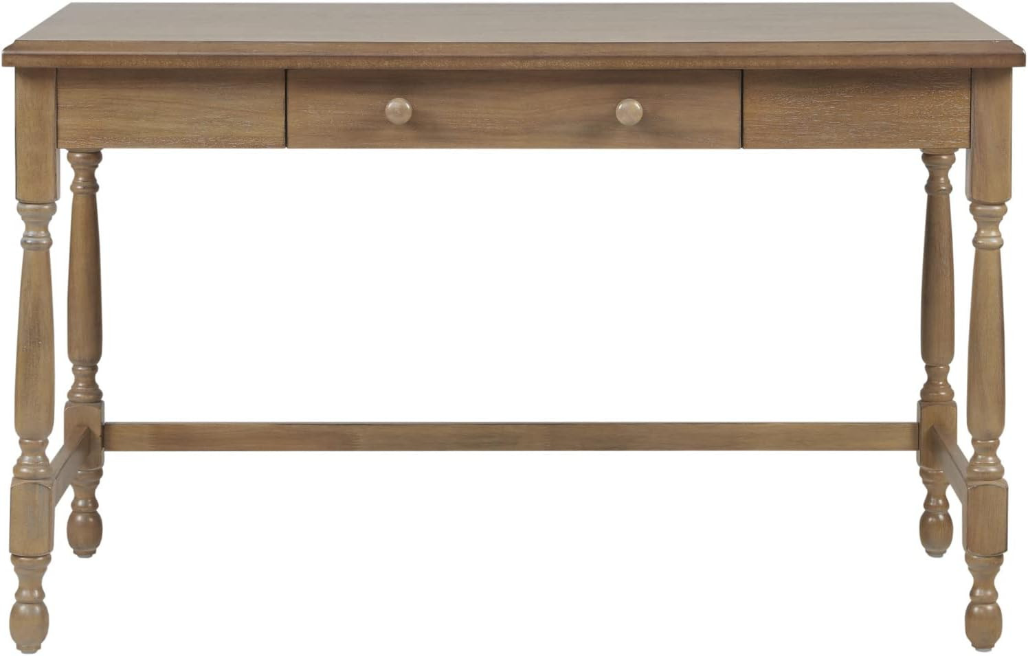 Martha Stewart Tabitha Solid Wood Writing Table with Metal Glides Drawer for Storage Living Room Furniture, Home Office Small Computer Desk, Turned Legs, 47.5" W x 23" D x 29" H, Natural | Amazon (US)