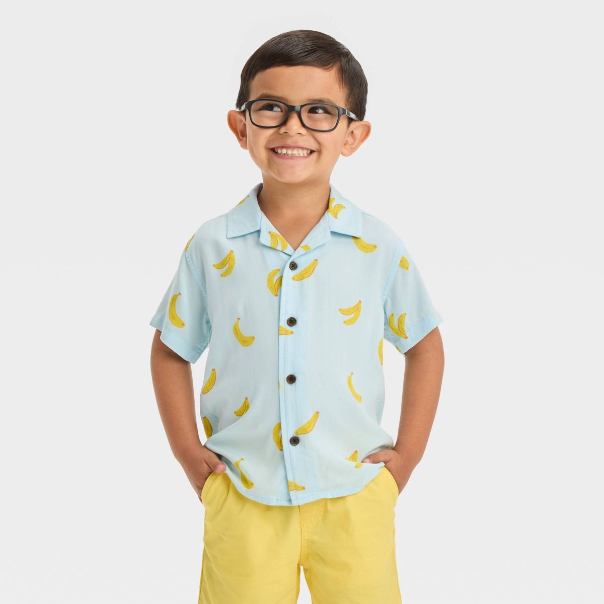 Toddler Boys' Banana Challis Shirt - Cat & Jack™ Blue | Target