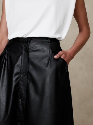 Vegan Leather Midi Skirt | Banana Republic Factory