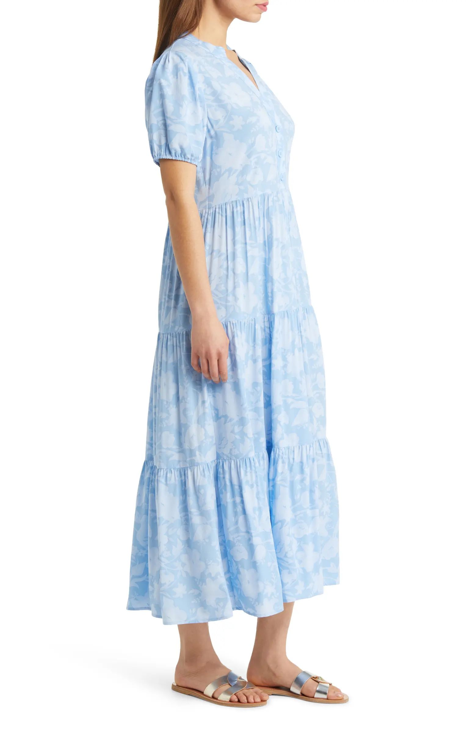 Floral Short Sleeve Tiered Maxi Dress | Nordstrom
