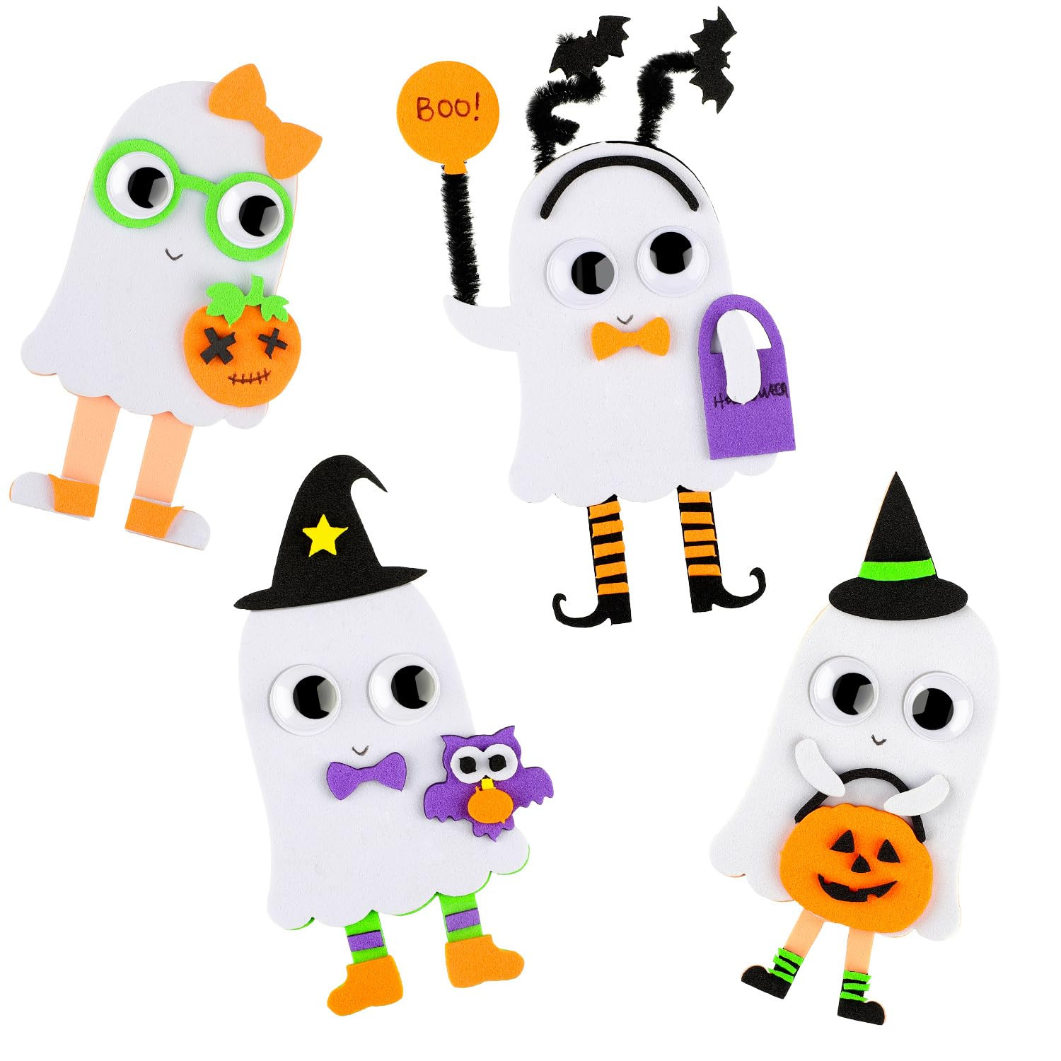 Weewooday 12 Pieces Foam Ghost Magnet Craft Kit Halloween Refrigerator Magnets DIY Self Adhesive ... | Amazon (US)