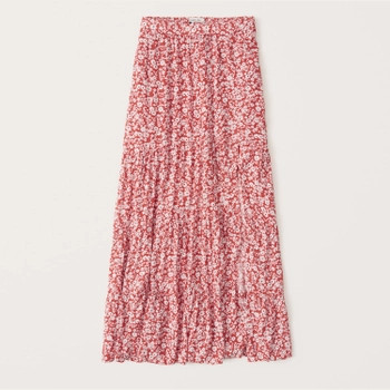 Tiered High Slit Maxi Skirt | Abercrombie & Fitch (US)
